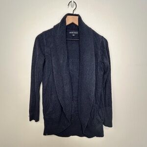 Barefoot Dreams CozyChic Navy Open Front Shawl Collar Cardigan Size M